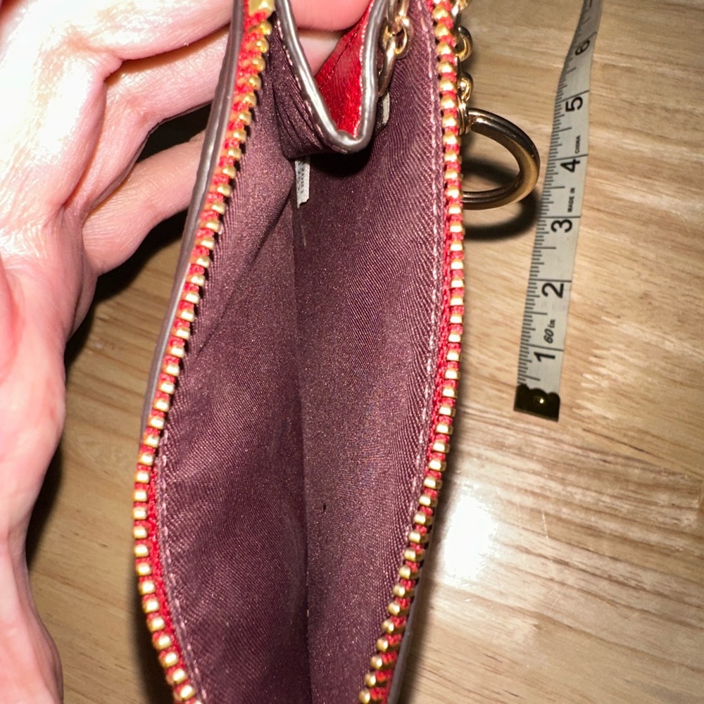 Coach Signature Red and Brown Key Card Holder - Picture 8 of 9